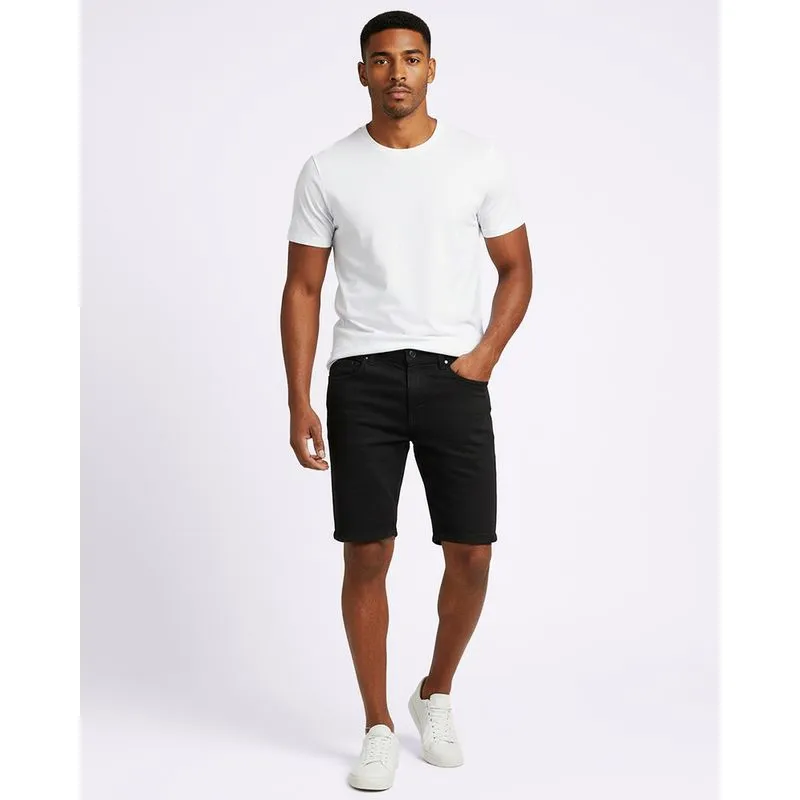 Bermuda Jeans Masculina Reta com Bolsos Embutido Preta 40