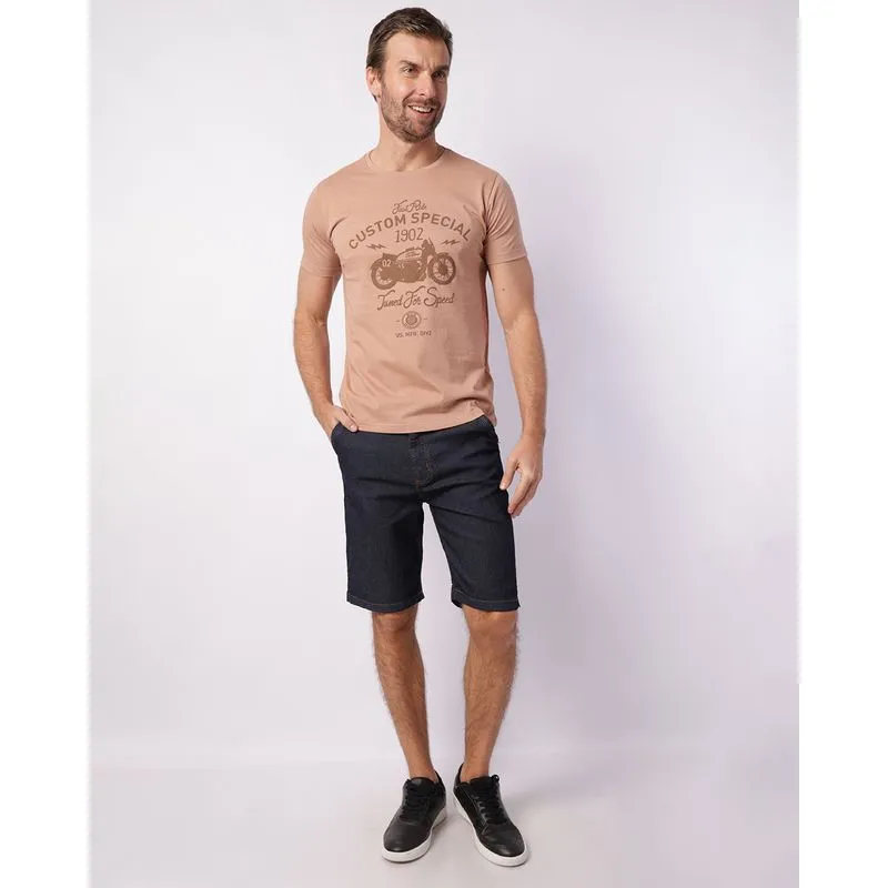Bermuda Jeans Masculina Reta Azul 42