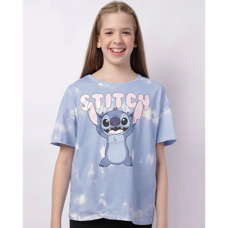 Camiseta Juvenil Disney Stitch Tie Dye Azul 10