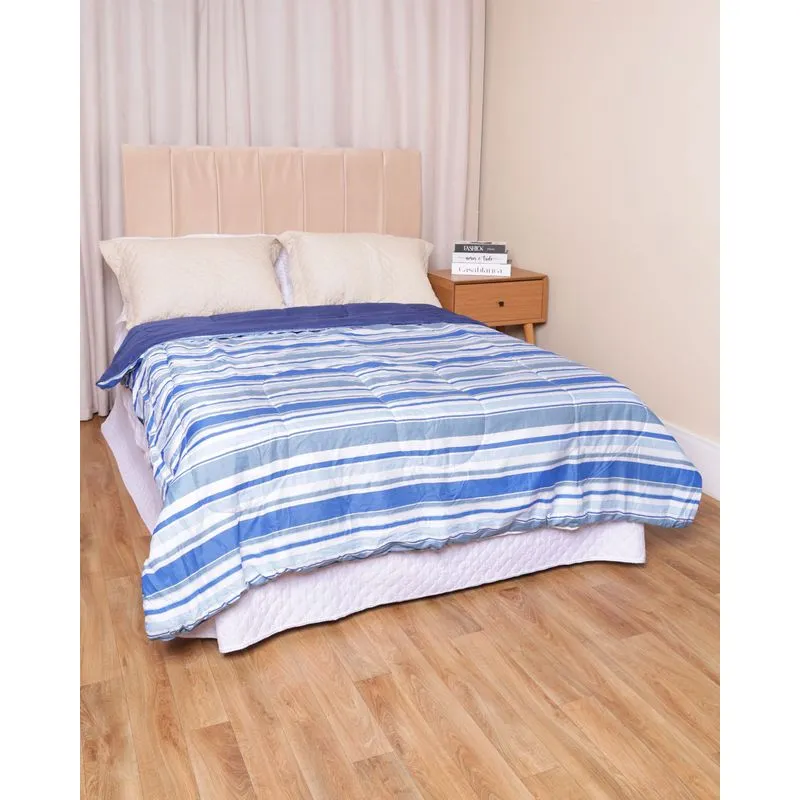 Edredom Casal Arte & Cazza 190cmx220cm Estampa Listrado Azul UN