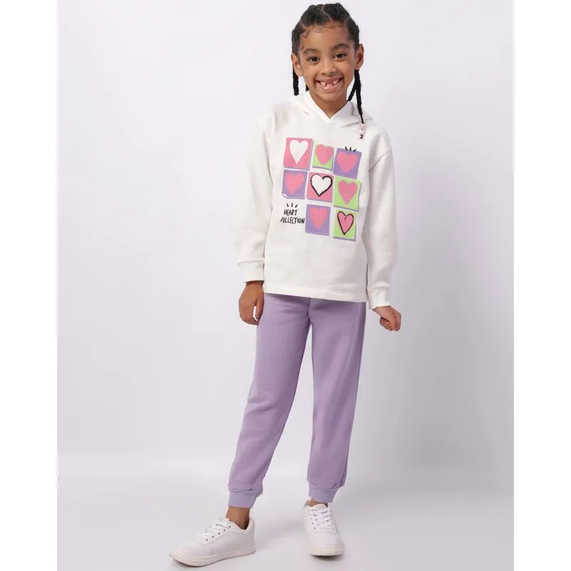 Conjunto Moletom Infantil Estampa Coração Capuz Off White 8
