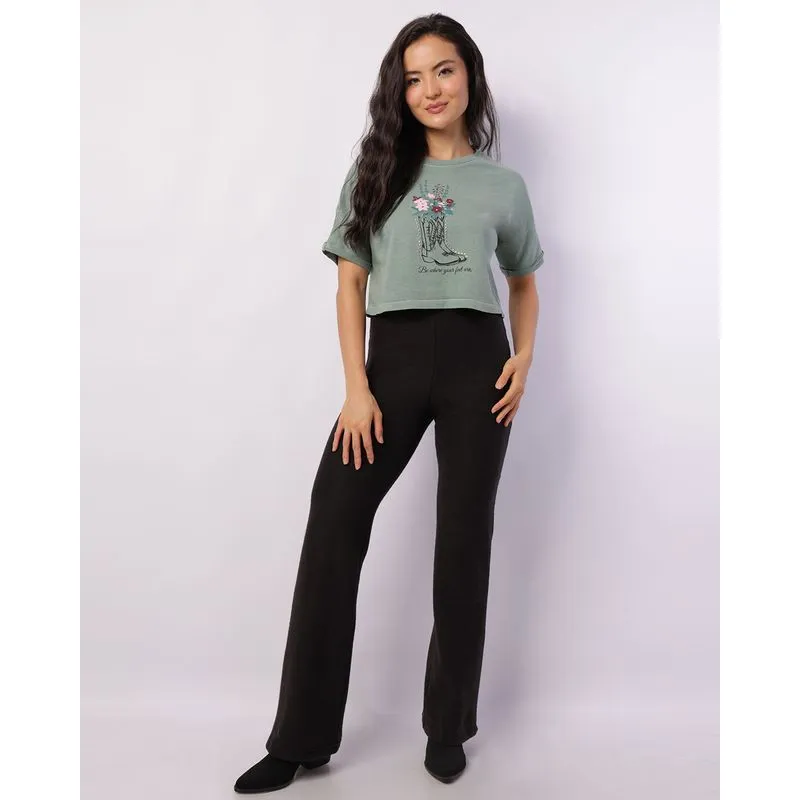 Calça Feminina Berry & Co. Flare Básica Preta G