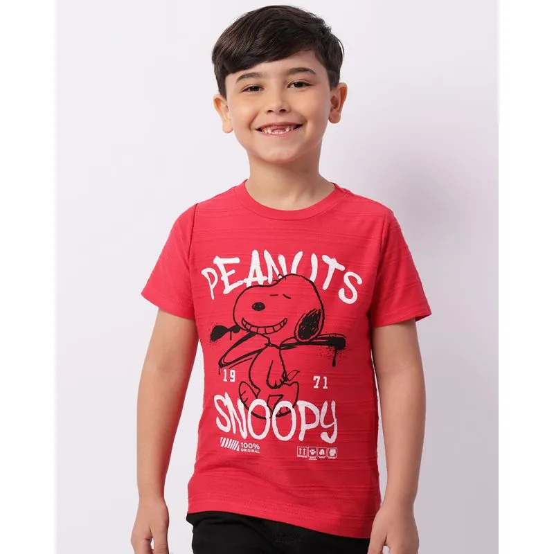 Camiseta Infantil Snoopy Texturizada Manga Curta Vermelha 4