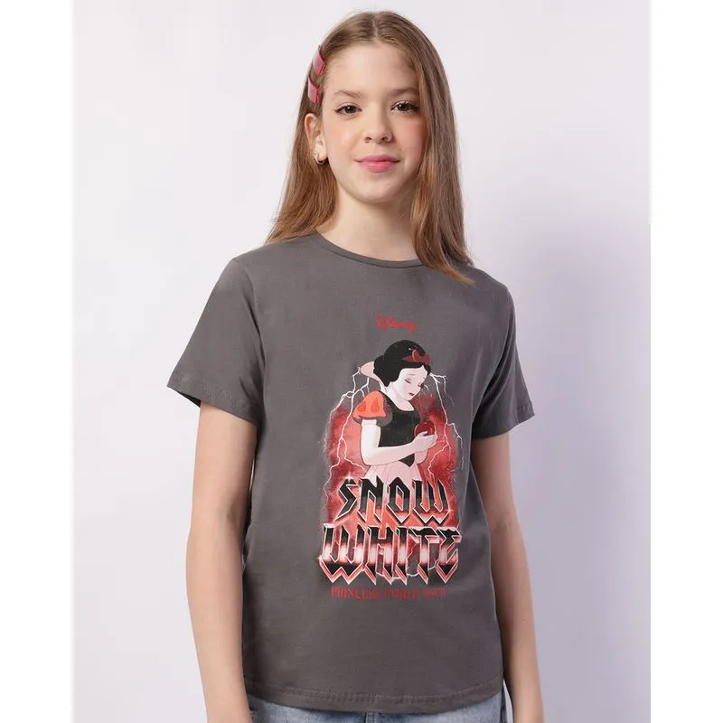 Camiseta Juvenil Disney Branca De Neve Manga Curta Cinza 14