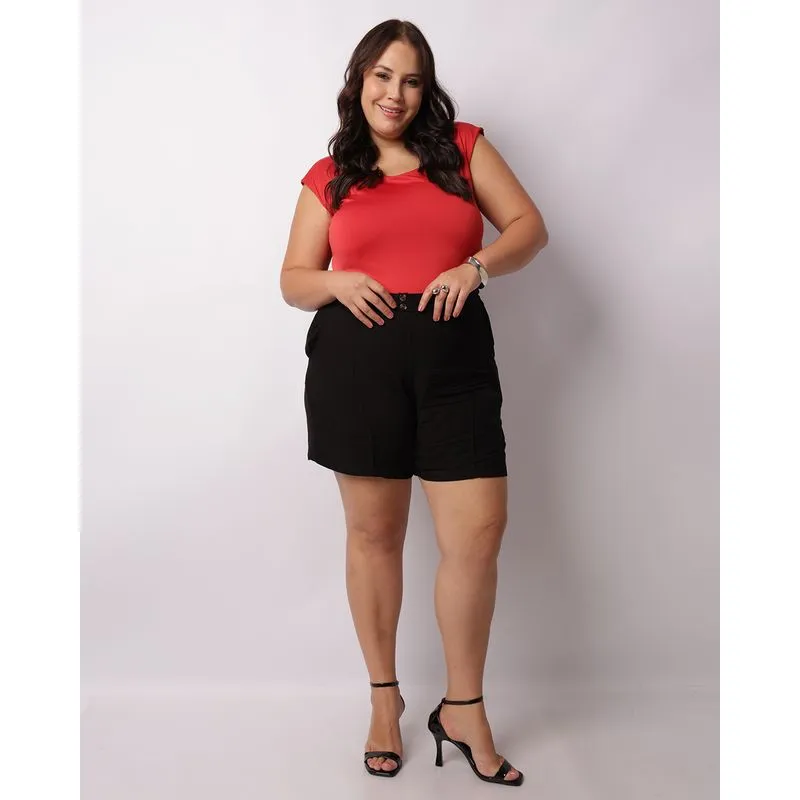 Body Plus Size Feminino Abertura Nas Costas Franzido Vermelho G3