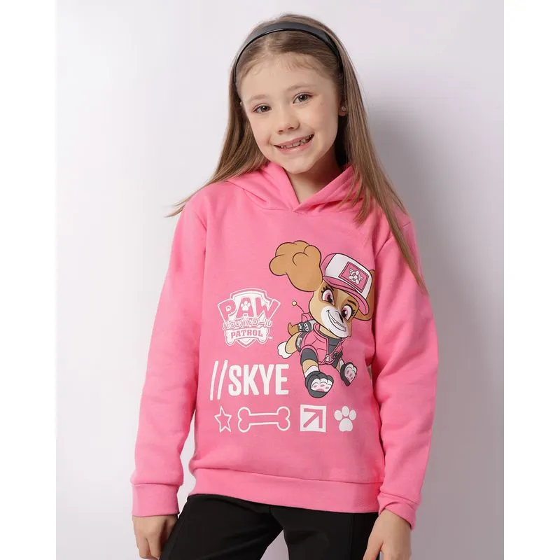 Blusão Moletom Infantil Skye Patrulha Canina com Capuz Rosa 8