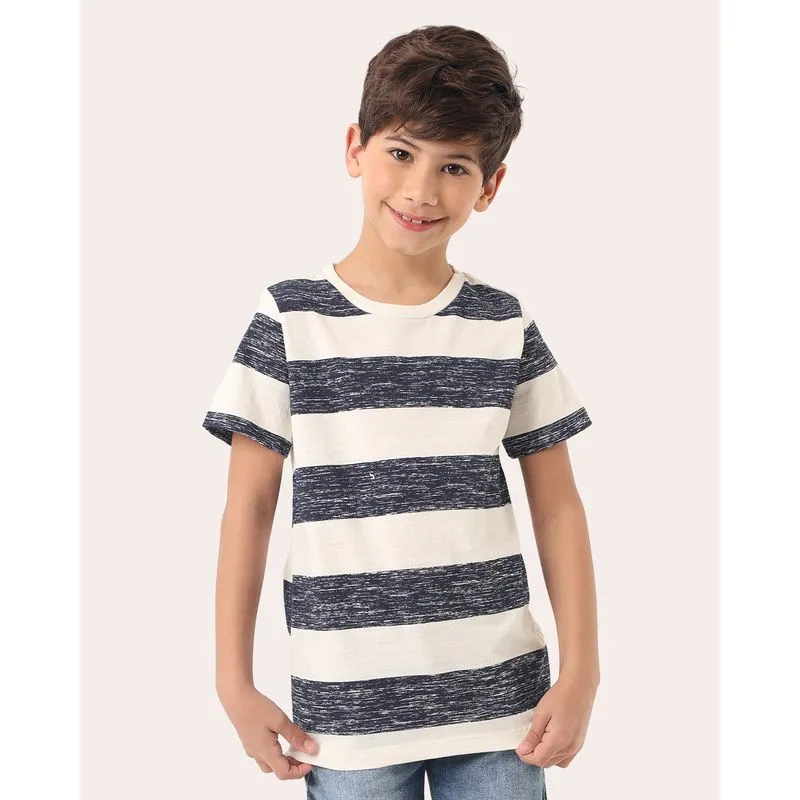 Camiseta Infantil Algodão Listrada Off White 4