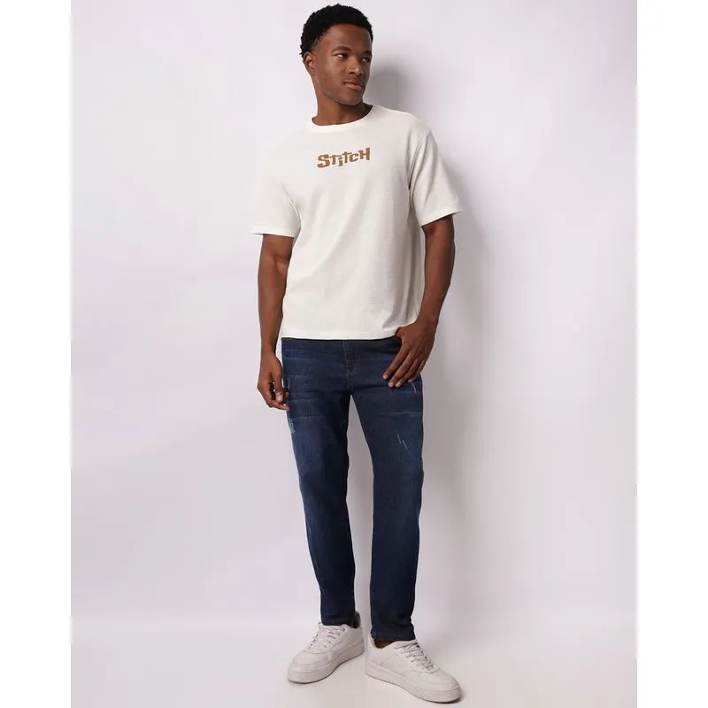 Calça Jeans Masculina Slim Com Puídos Azul 42