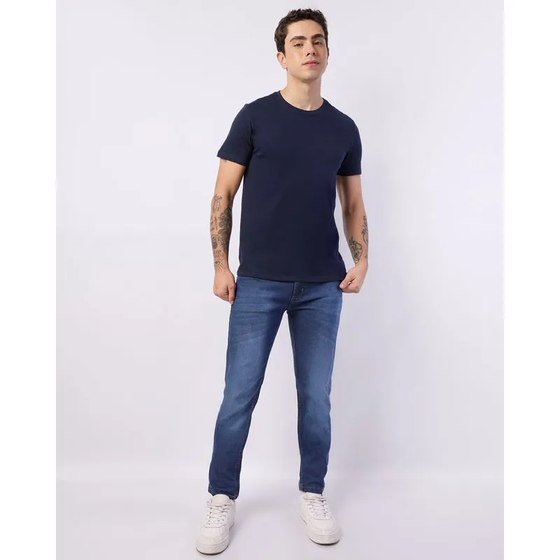 Calça Jeans Masculina Slim com Bolsos Azul 42
