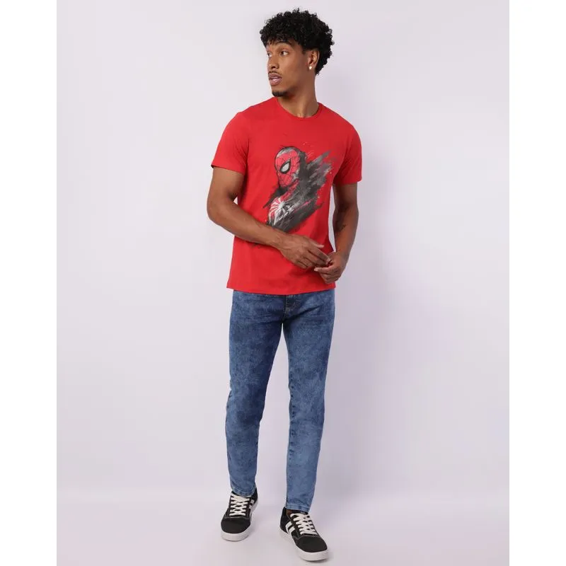 Calça Jeans Masculina Slim Marmorizada Com Bolsos Azul 46
