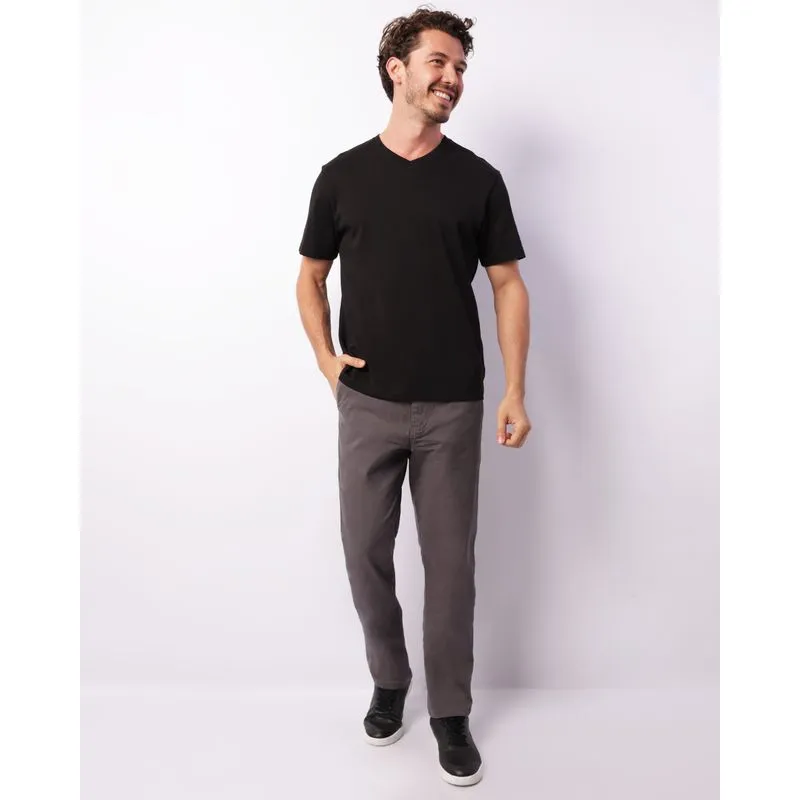 Calça Masculina Sarja Slim Chino Cinza 42