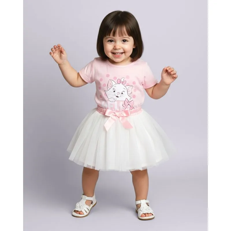 Camiseta Bebê Disney Marie Manga Curta Rosa 3