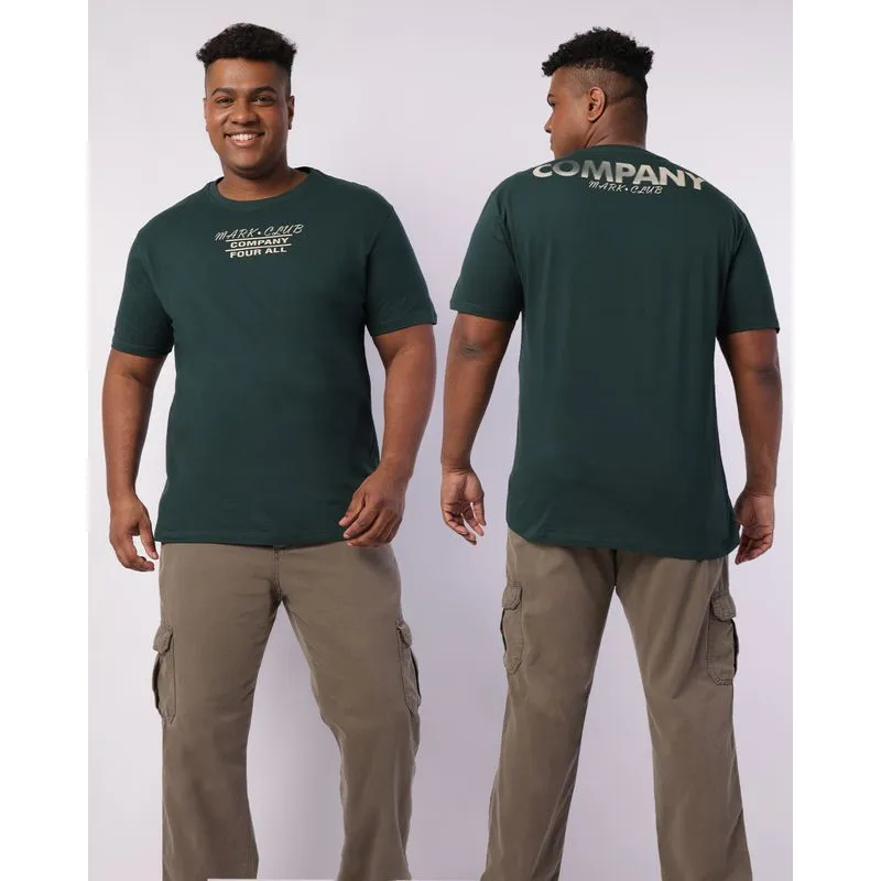 Camiseta Plus Size Masculina Algodão Estampa Frente Costas Verde G1