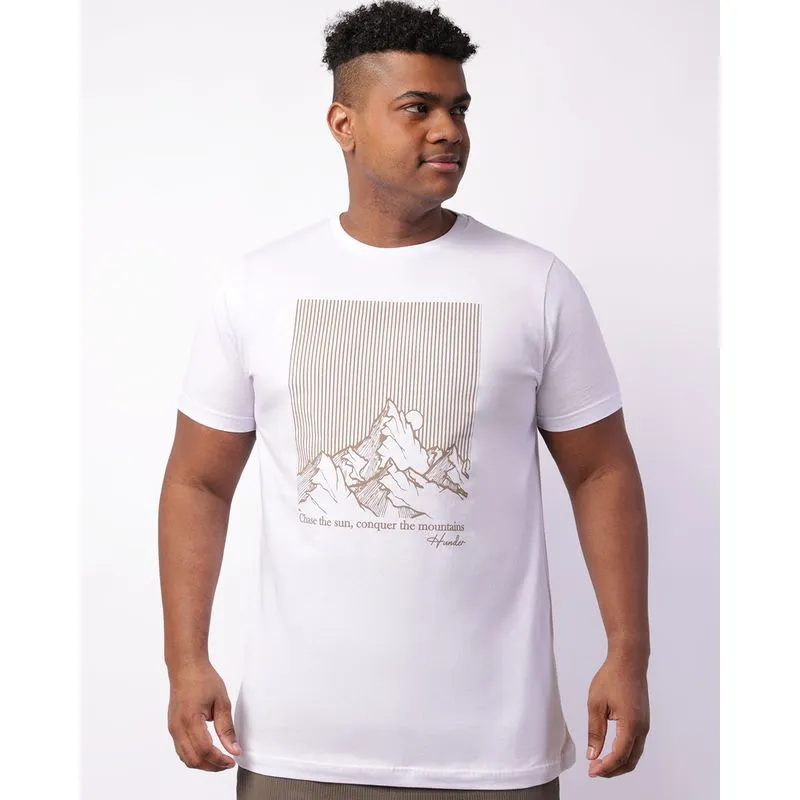 Camiseta Plus Size Masculina Com Estampa Branca G3