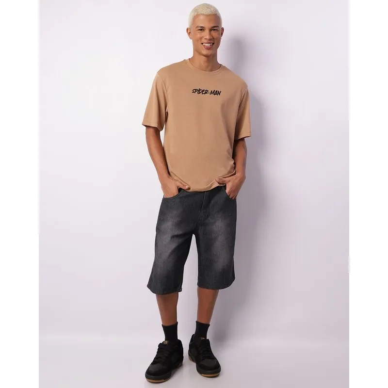Bermuda Jeans Masculina Reta Estonada Com Bolsos Preta 46
