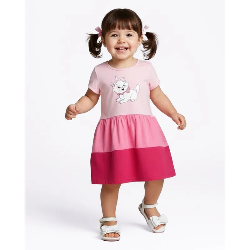 Vestido Bebê Algodão Disney Marie Três Marias Rosa 1