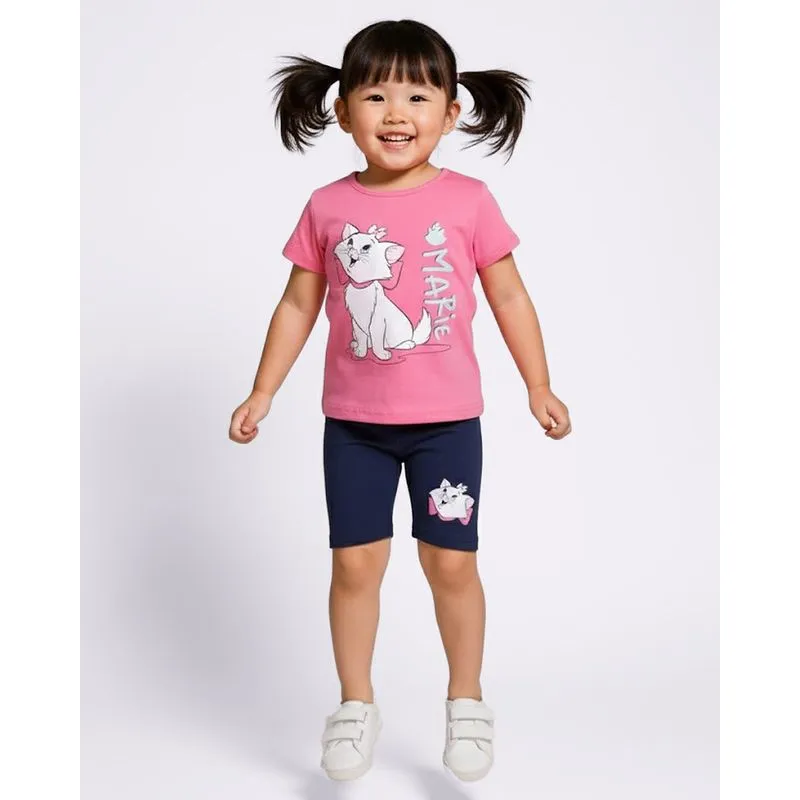 Conjunto Bebê Curto Algodão Estampa Disney Marie Rosa 1