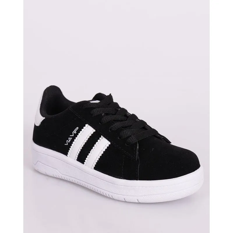 Tênis Infantil Casual com Recortes Preto 28