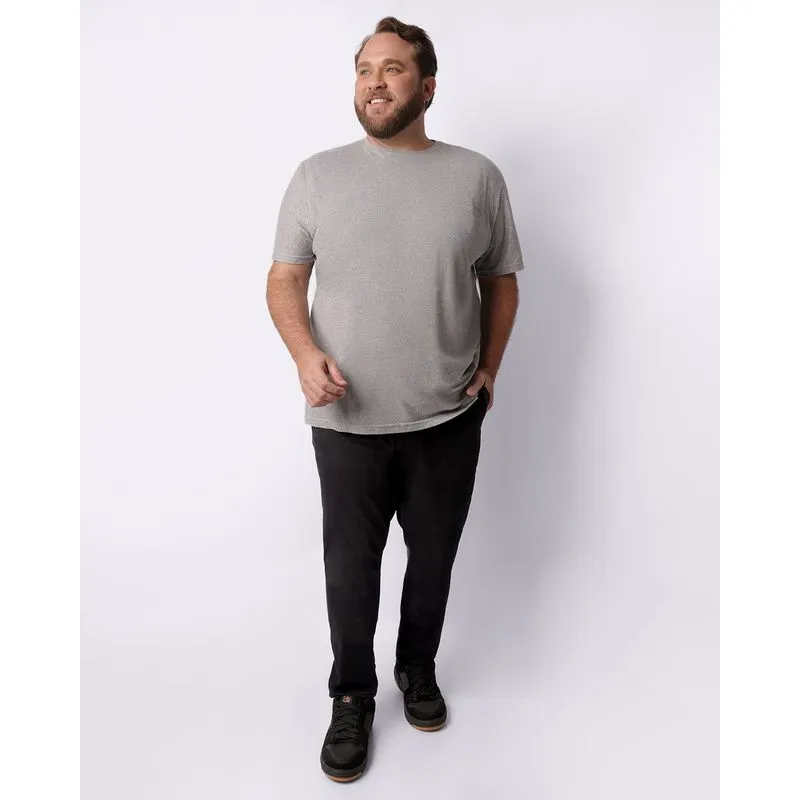 Calça Sarja Plus Size Masculina Reta Com Cinto Bolsos Embutidos Preta 52