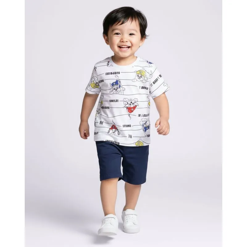 Camiseta Bebê Algodão Estampa Patrulha Canina Branca 1