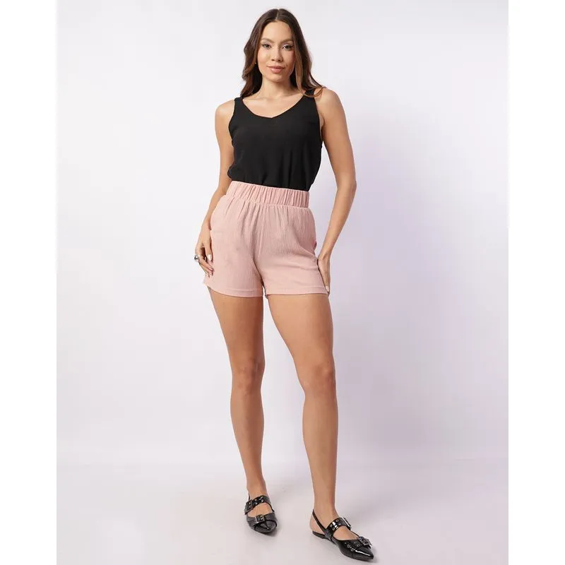 Short Feminino com Bolsos Cós Alto Rosa G