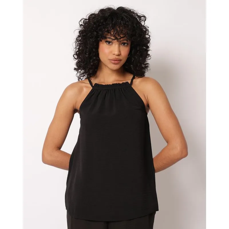 Regata Feminina Cava Americana Texturizada Preta GG