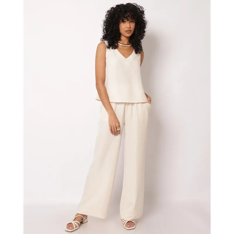 Calça Feminina Pantalona com Bolsos Bege GG
