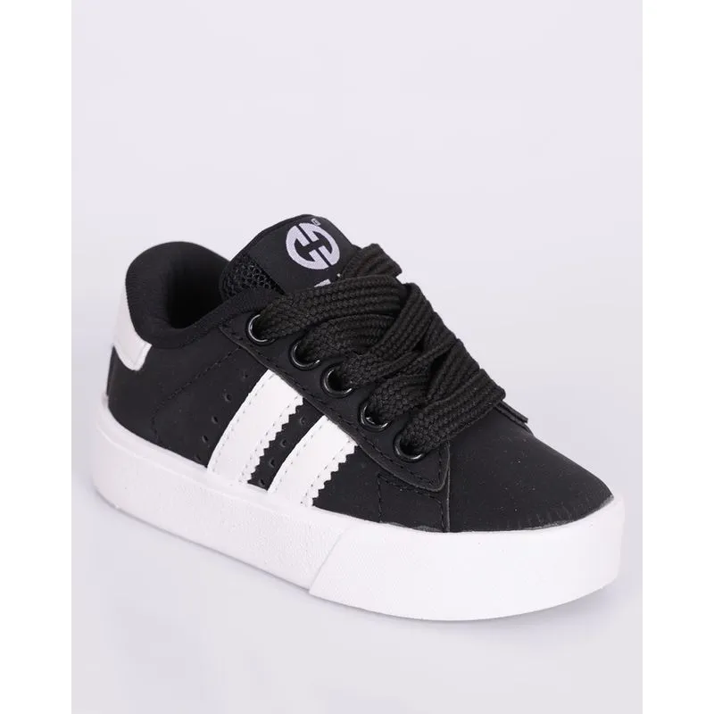 Tênis Bebê Casual Ollie com Recortes Preto 22