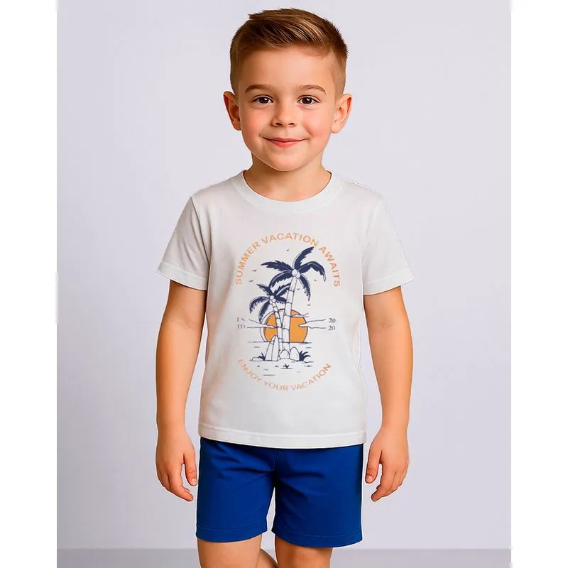 Conjunto Infantil Curto Estampa Tropical Branco 6