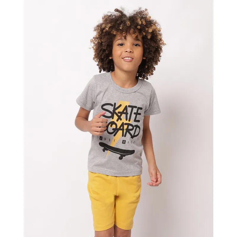 Conjunto Infantil Curto Estampa Skate Board Cinza 4