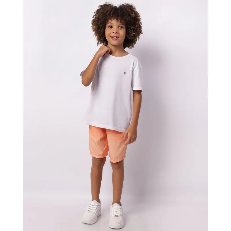 Bermuda Infantil Reta Estampa Degradê Com Bolsos Laranja 8