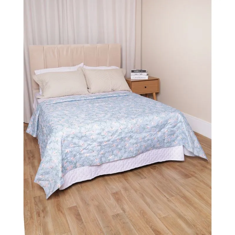 Colcha Casal Arte & Cazza 180cmx215cm Estampada Azul UN