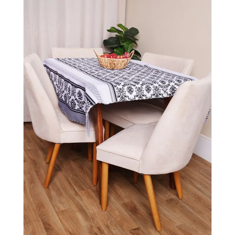 Toalha De Mesa Quadrada Raner 140cm x 140cm Estampada Branca UN