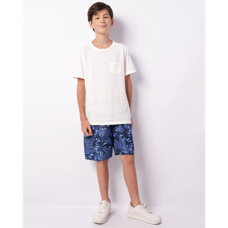 Bermuda Juvenil Reta Estampada Azul 14