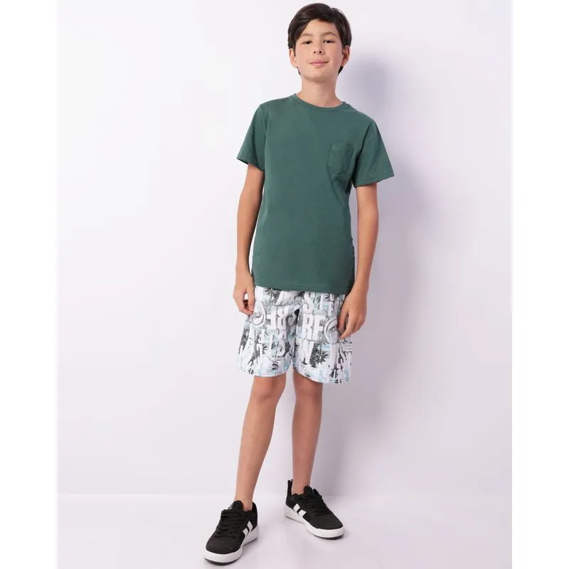 Bermuda Juvenil Reta Estampada Branca 12