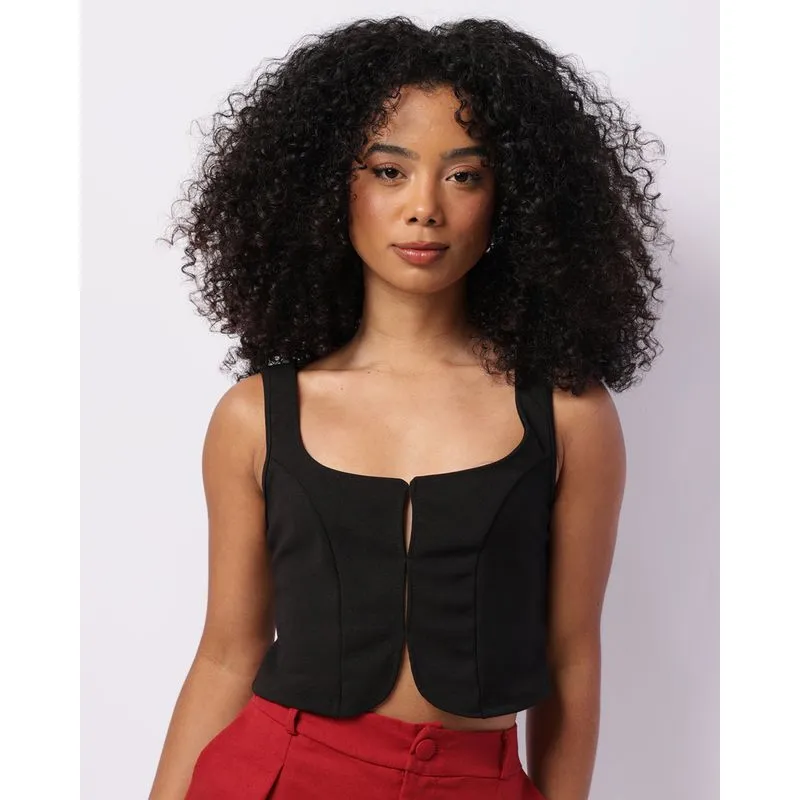 Regata Feminina Cropped Abertura Preta M
