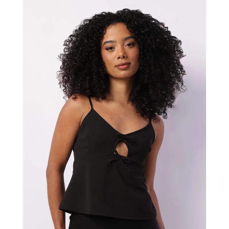 Blusa Feminina Alcinha Decote V com Laços Preta PP