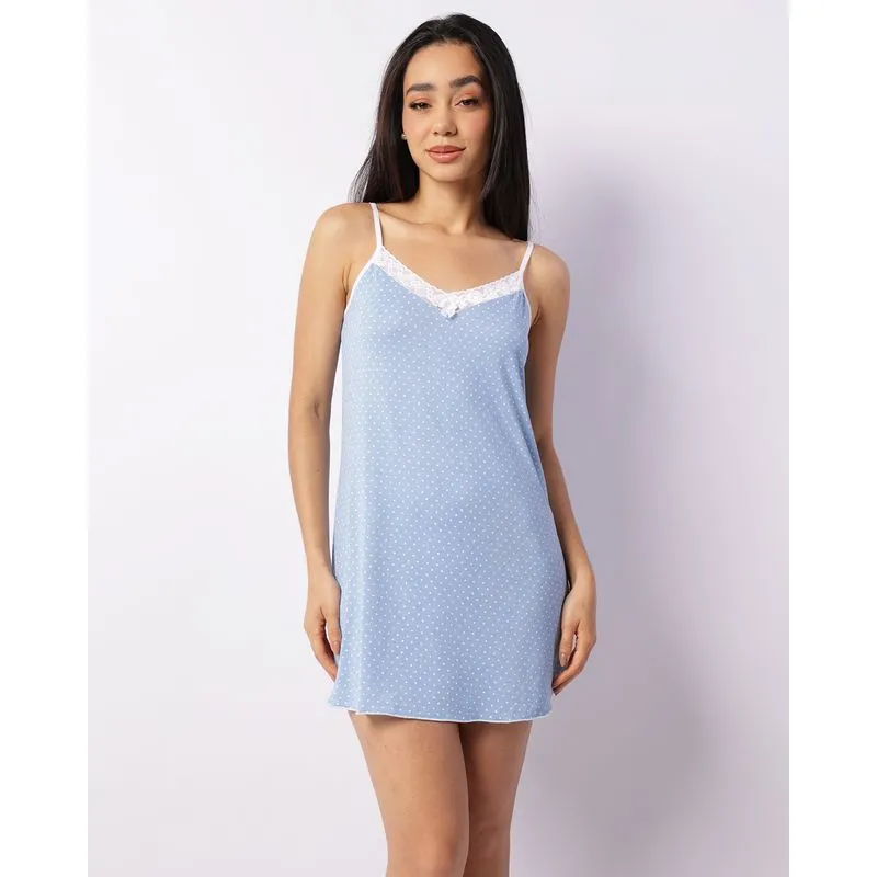 Camisola Feminina Liganete Alcinha Bolinhas Azul M