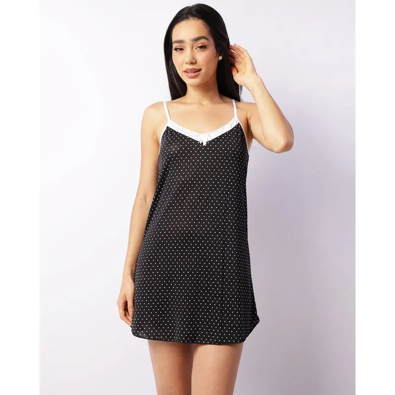 Camisola Feminina Liganete Alcinha Bolinhas Preta GG