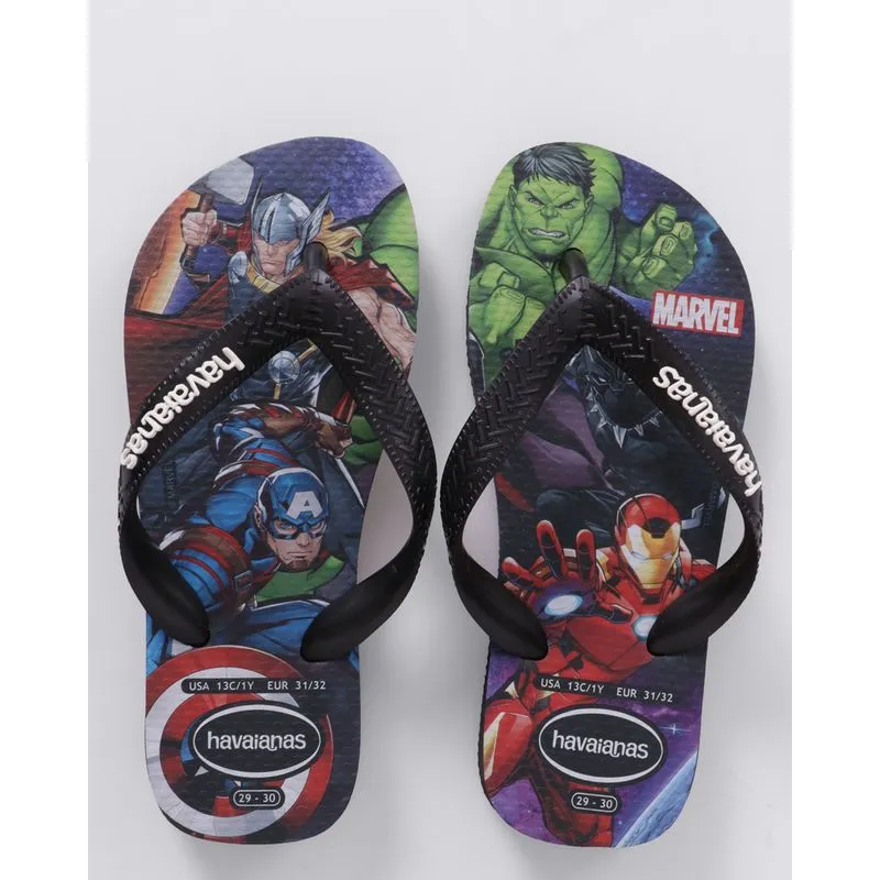 Chinelo Havaianas Infantil Top Marvel II Preto 29/30