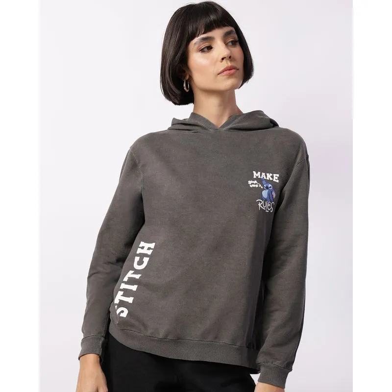 Blusão Moletom Feminino Disney Stitch Com Capuz Cinza M