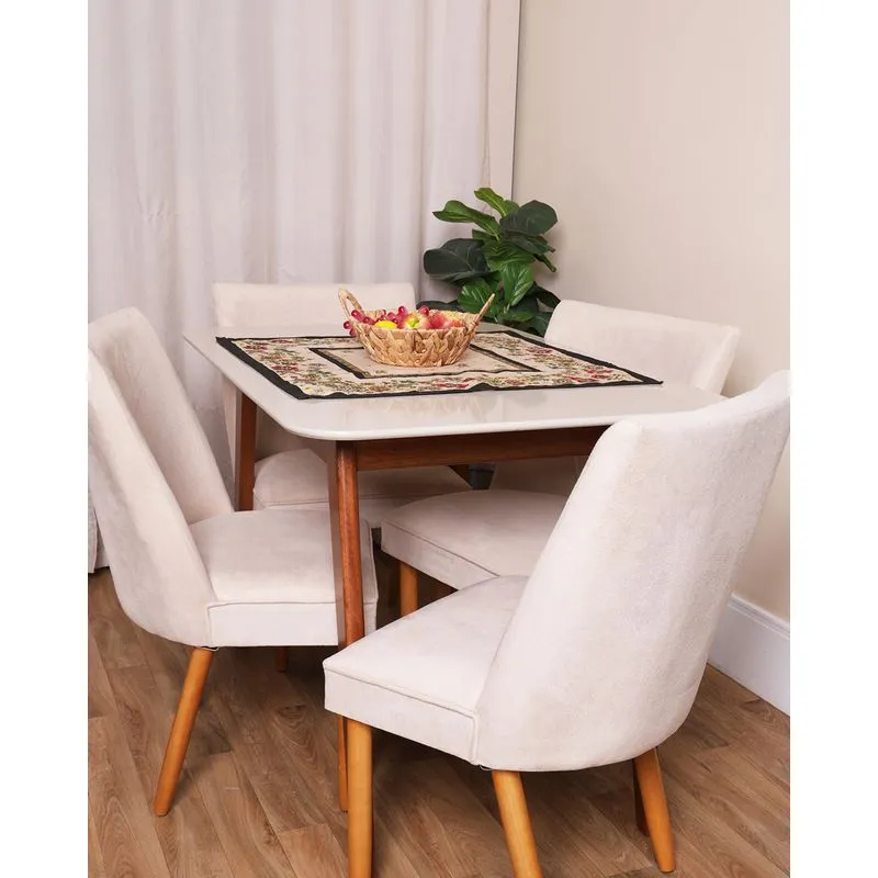 Toalha De Chá Linhão 70cm x 70cm Estampa Floral Preta UN