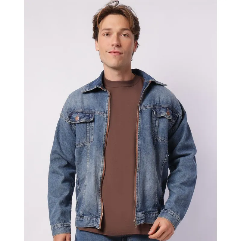 Jaqueta Jeans Masculina Estonada Azul P