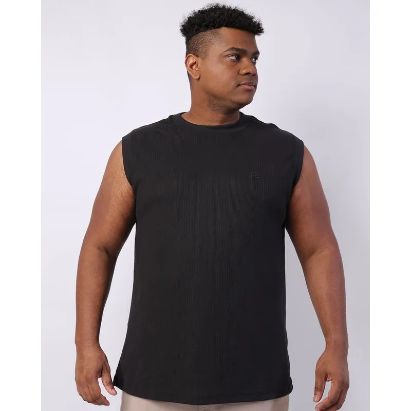 Regata Plus Size Masculina Machão Texturizada Básica Preta G3