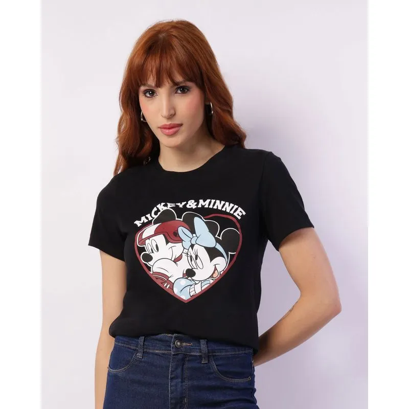 Camiseta Feminina Disney Mickey & Minnie Preta G
