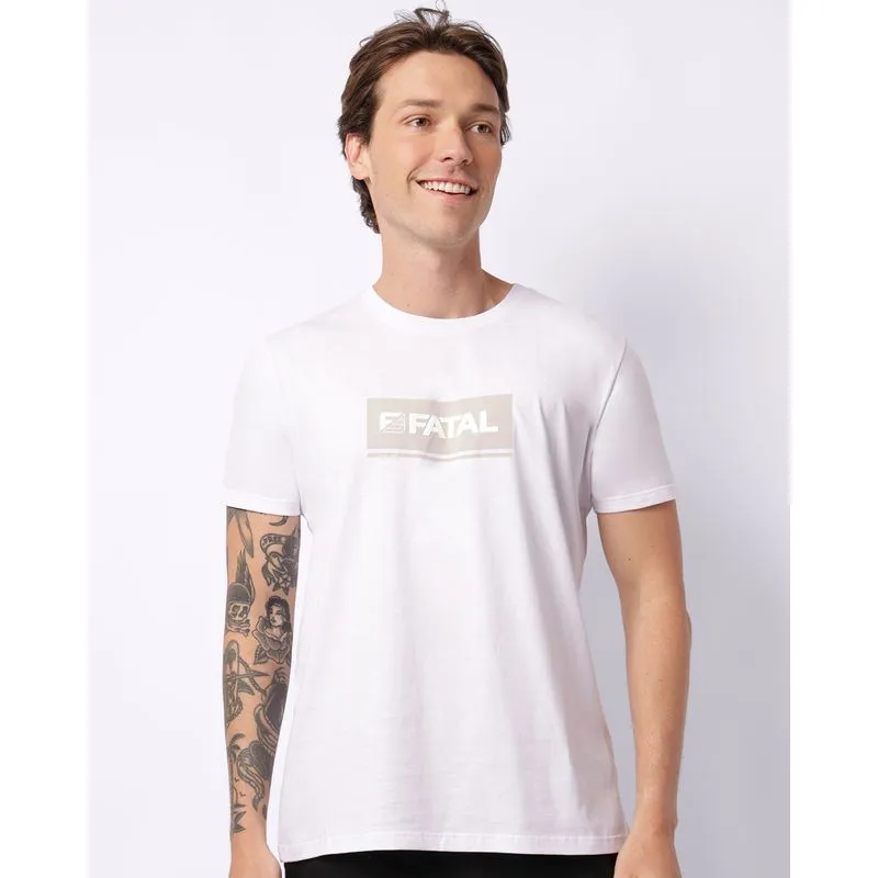 Camiseta Masculina Fatal Algodão com Estampa Manga Curta Branca GG