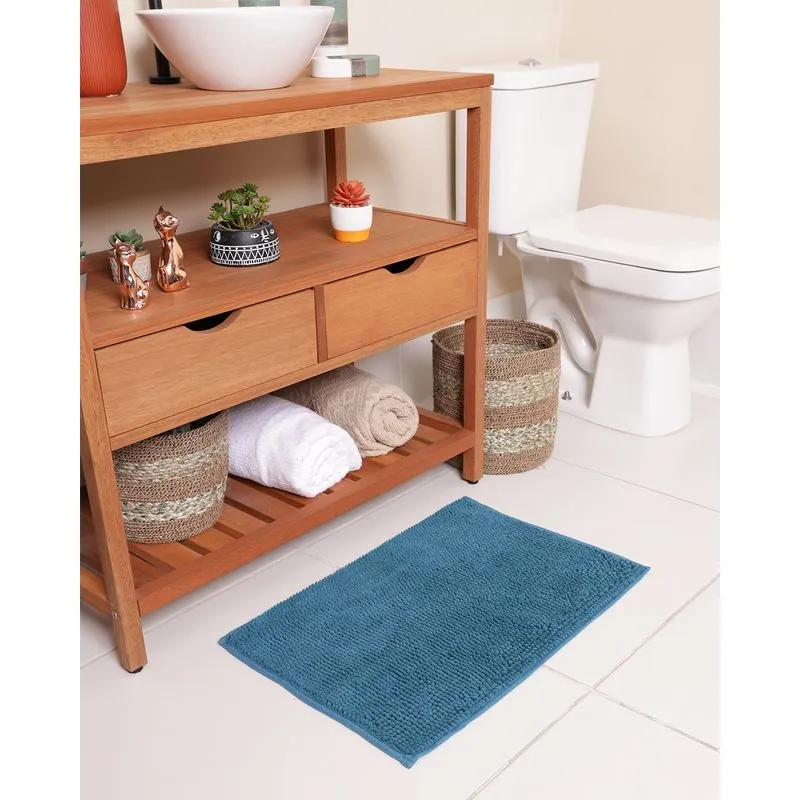 Tapete Para Banheiro 40cm x 60cmcm Corttex Bolinha Felpuda Azul UN