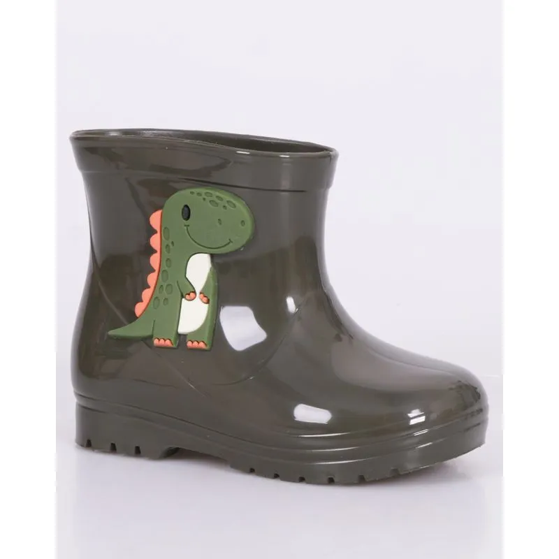 Bota Bebê Galochinha Com Aplicação Dinossauro Verde 19/20