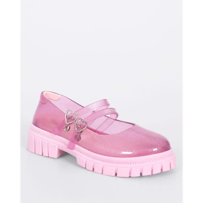 Sapatilha Infantil Mary Jane Com Glitter Rosa 27/28