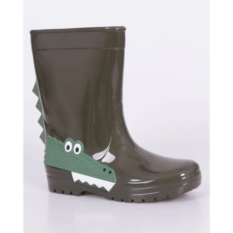 Bota Infantil Galocha Aplicação Interativa Jacaré Verde 27/28